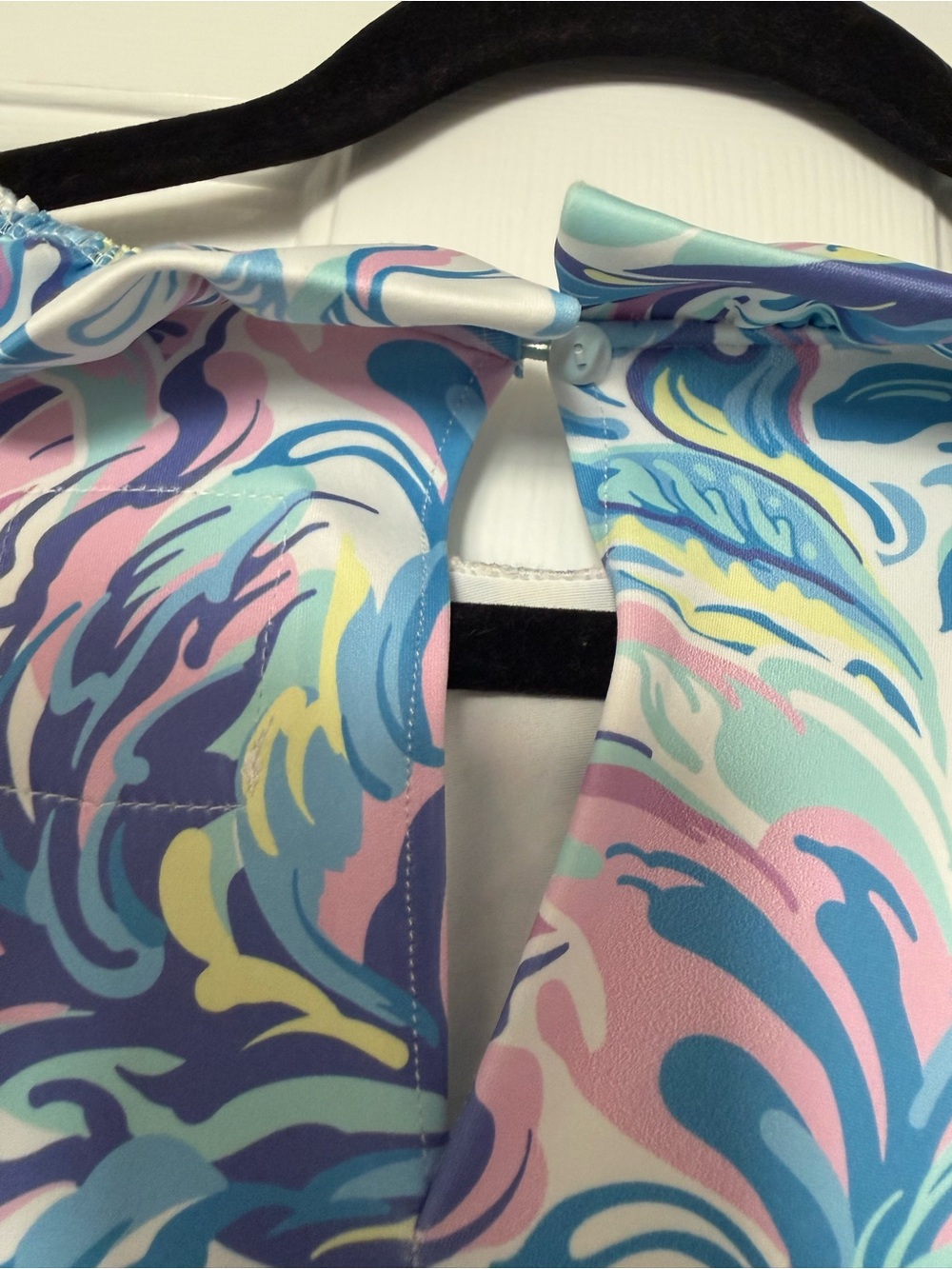 Simply Southern Abstract Swirl Puff Sleeve Ruffle Top XL - Picture 7 of 10